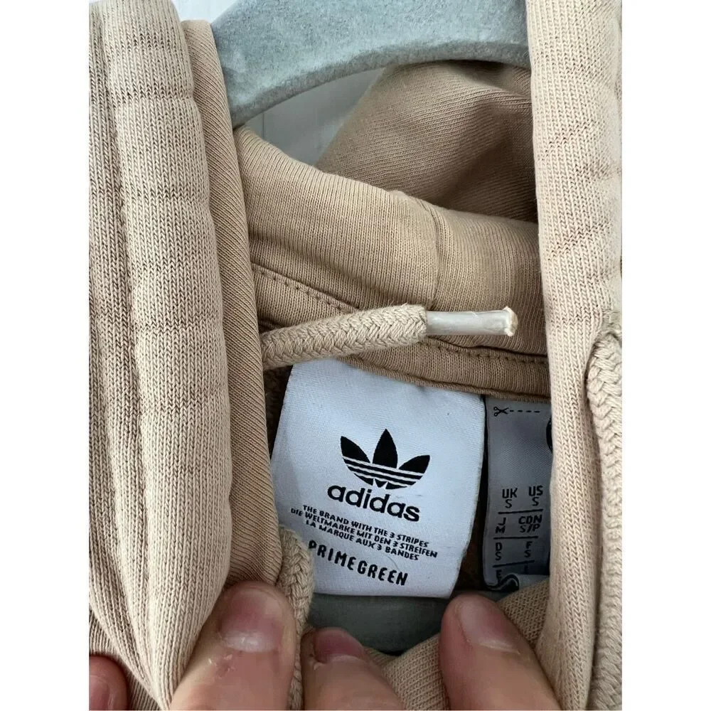 Adidas Primegreen tan hoodie logo pullover men's sweatshirt S